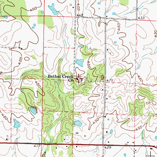 Topographic Map of Bethel Creek Church, IL