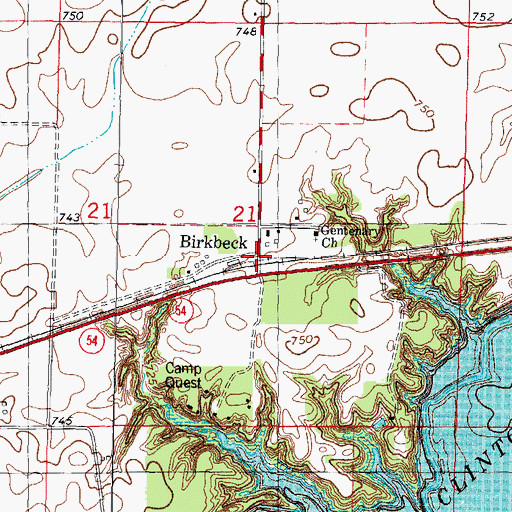 Topographic Map of Birkbeck, IL