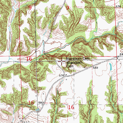 Topographic Map of Blackburn Cemetery, IL