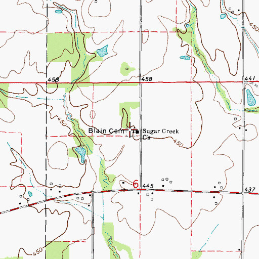 Topographic Map of Blain Cemetery, IL