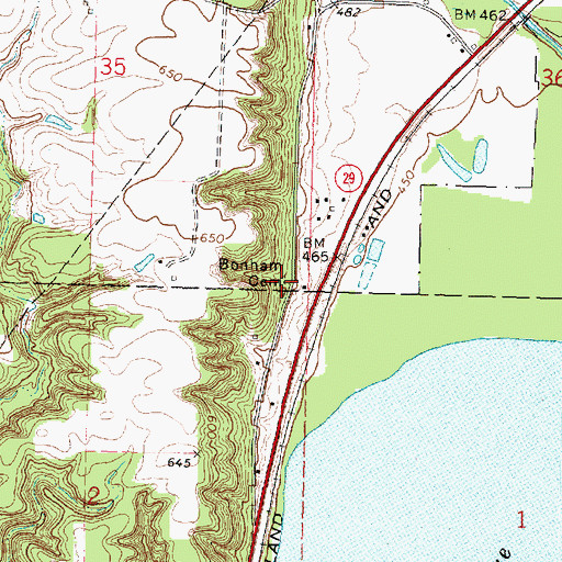 Topographic Map of Bonham Cemetery, IL