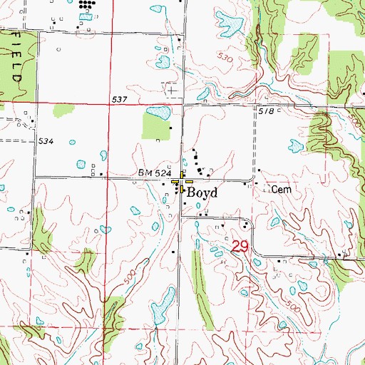 Topographic Map of Boyd, IL