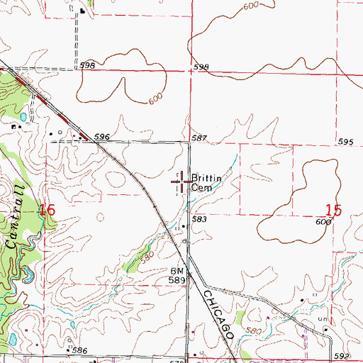 Topographic Map of Brittin Cemetery, IL