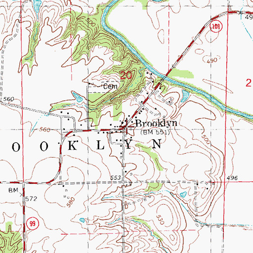 Topographic Map of Brooklyn, IL