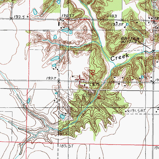 Topographic Map of Brush Creek Church, IL
