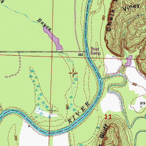Topographic Map of Brushy Bayou, IL