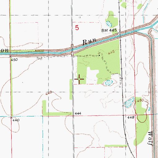 Topographic Map of Burns School (historical), IL