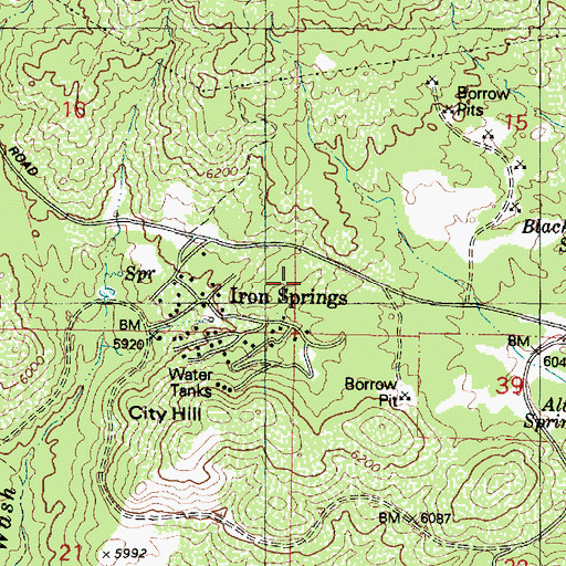 Topographic Map of Iron Springs Wash, AZ