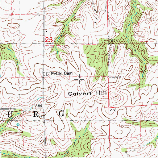 Topographic Map of Calvert Hill, IL