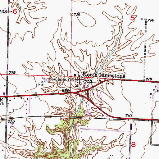 Topographic Map of Cameron Cemetery, IL