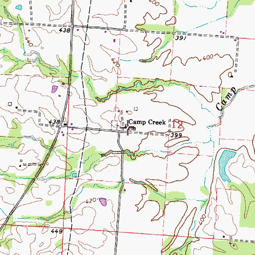 Topographic Map of Camp Creek Baptist Church, IL
