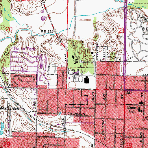 Topographic Map of Camp Lincoln, IL