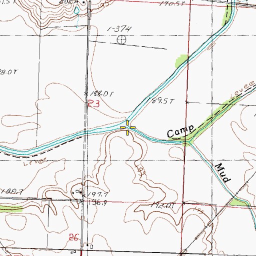 Topographic Map of Camp Run, IL