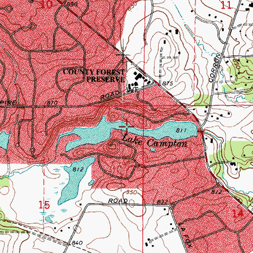 Topographic Map of Lake Campton, IL