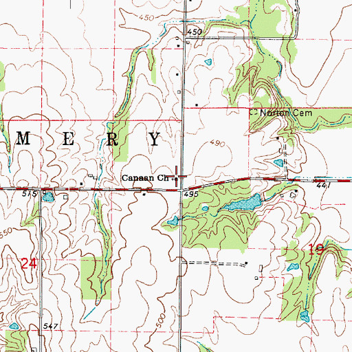 Topographic Map of Canaan Primitive Baptist Church, IL