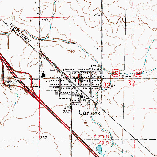 Topographic Map of Carlock, IL