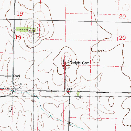 Topographic Map of Carlyle Cemetery, IL