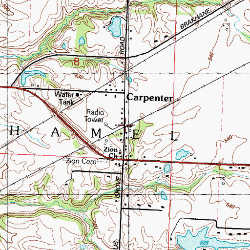 Topographic Map of Carpenter, IL