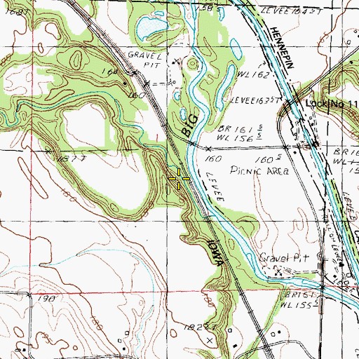 Topographic Map of Cedar Bluff, IL