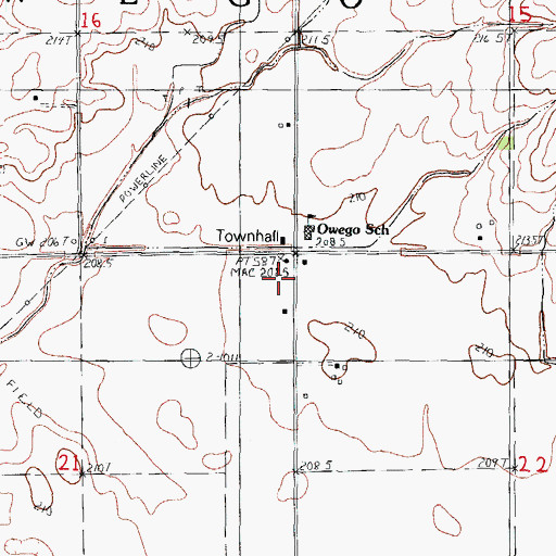 Topographic Map of Center School (historical), IL