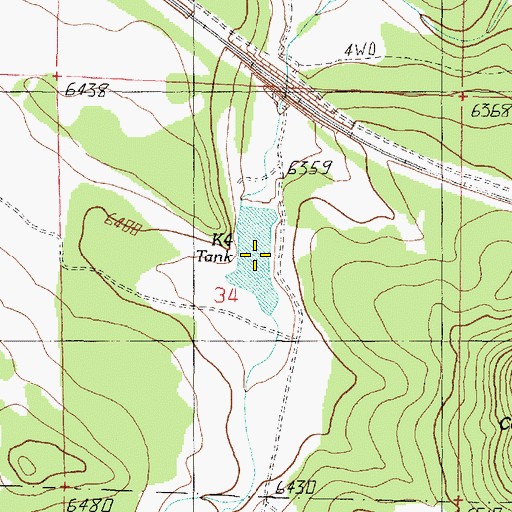 Topographic Map of K Four Tank, AZ