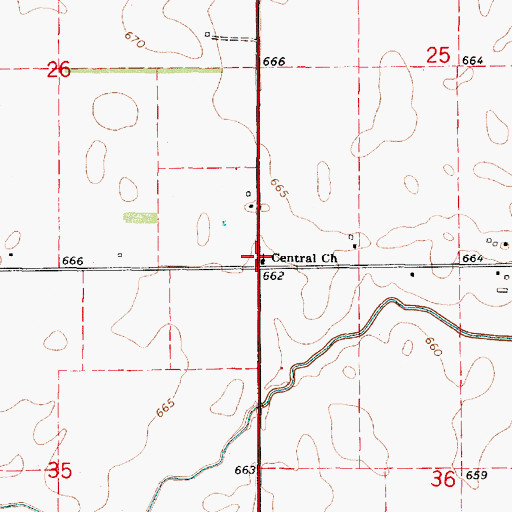 Topographic Map of Central Church, IL