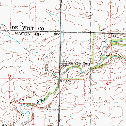 Topographic Map of Chandler Cemetery, IL