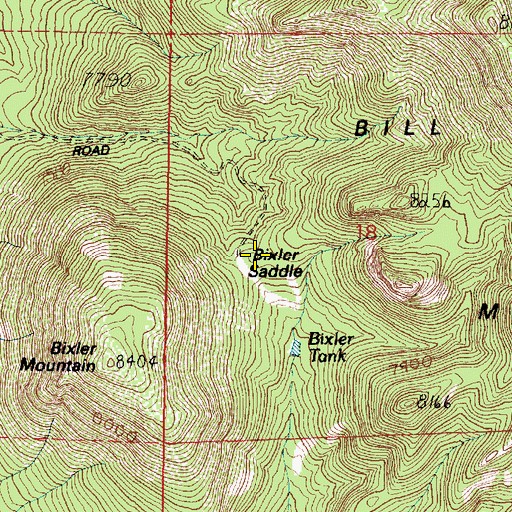 Topographic Map of Bixler Saddle, AZ