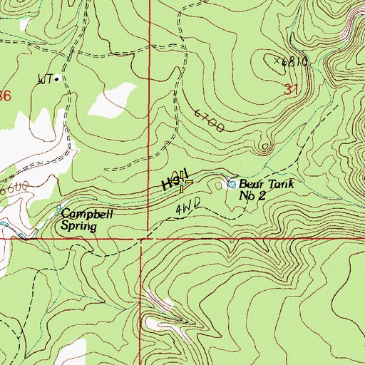 Topographic Map of Bear Tank Number Two, AZ