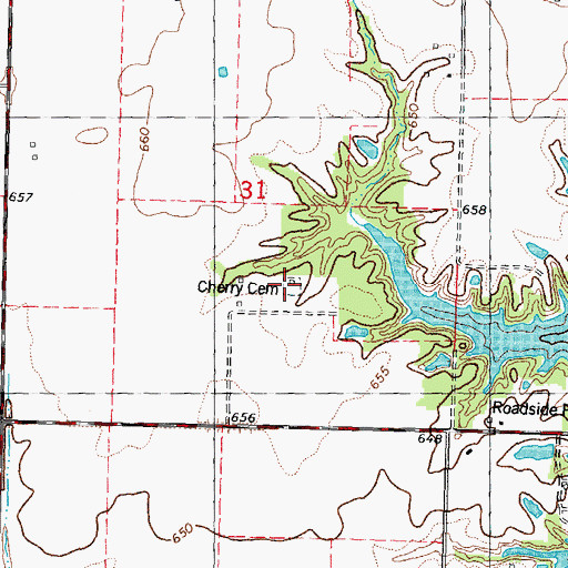 Topographic Map of Cherry Cemetery, IL