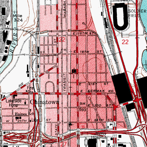 Topographic Map of Chicago Technical College, IL