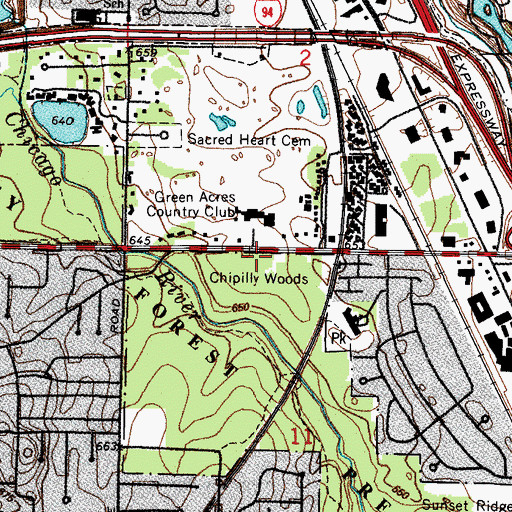 Topographic Map of Chipilly Woods, IL