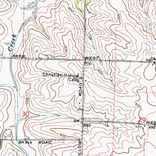 Topographic Map of Christian Hollow Cemetery, IL