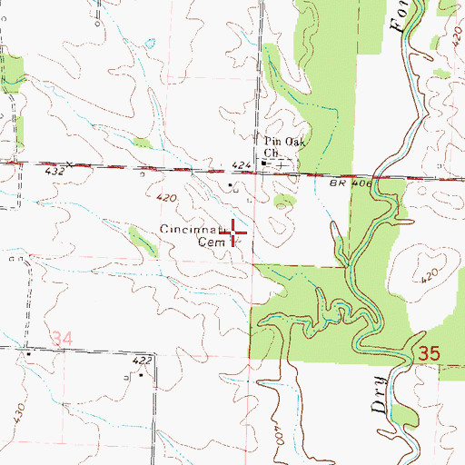 Topographic Map of Cincinnati Cemetery, IL