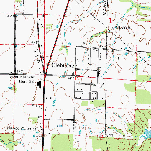 Topographic Map of Cleburne, IL