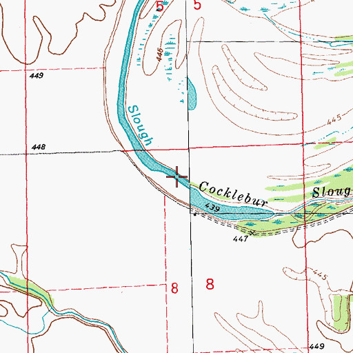 Topographic Map of Cocklebur Slough, IL