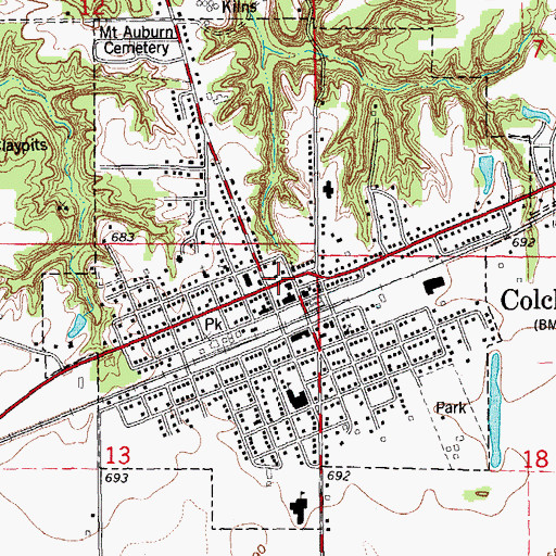 Topographic Map of Colchester, IL
