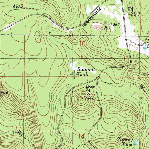 Topographic Map of Summit Tank, AZ