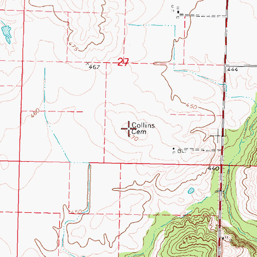 Topographic Map of Collins Cemetery, IL