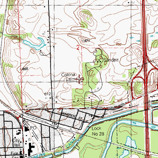 Topographic Map of Colona Cemetery, IL