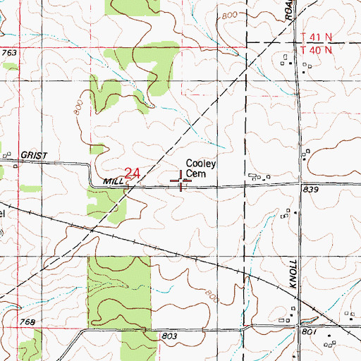 Topographic Map of Cooley Cemetery, IL
