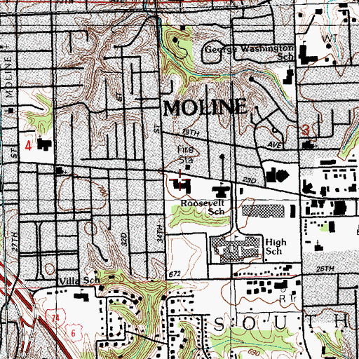 Topographic Map of Coolidge Junior High School, IL