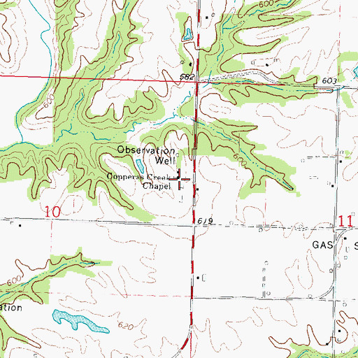 Topographic Map of Copperas Creek Chapel, IL
