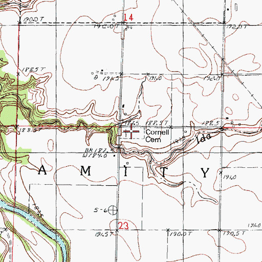 Topographic Map of Cornell Cemetery, IL