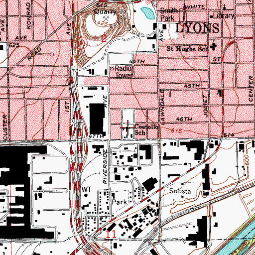 Topographic Map of Costello School, IL