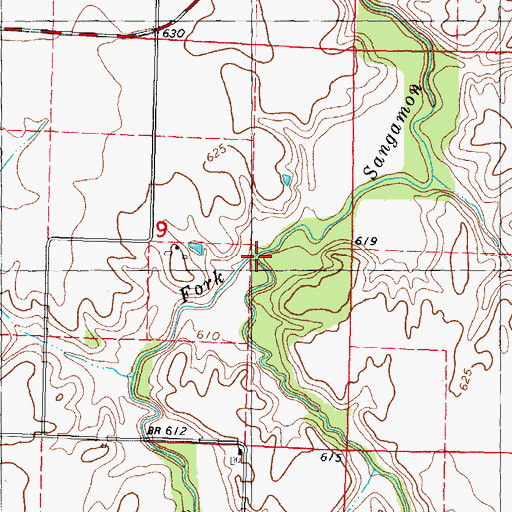 Topographic Map of Cotton Creek, IL