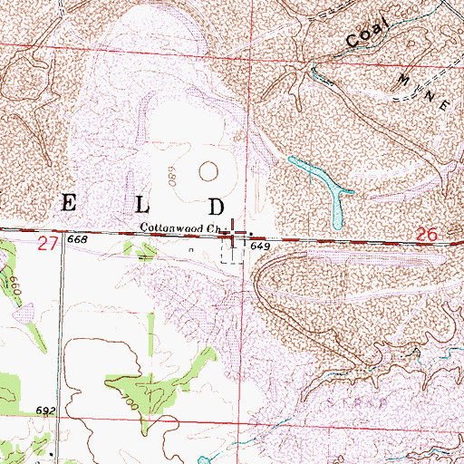 Topographic Map of Cottonwood Church, IL