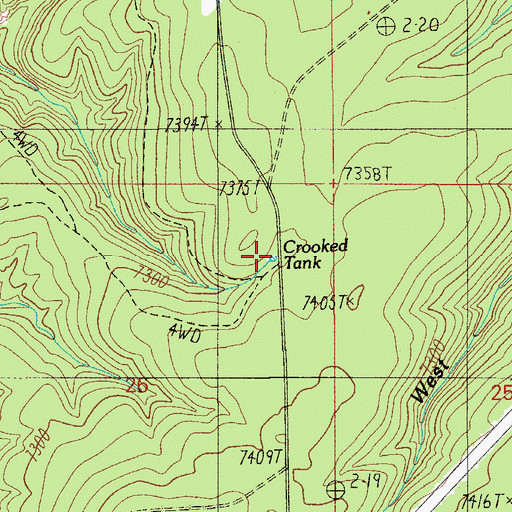 Topographic Map of Crooked Tank, AZ