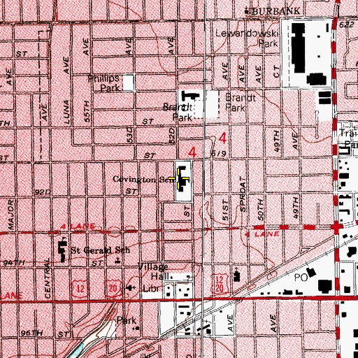 Topographic Map of Covington School, IL