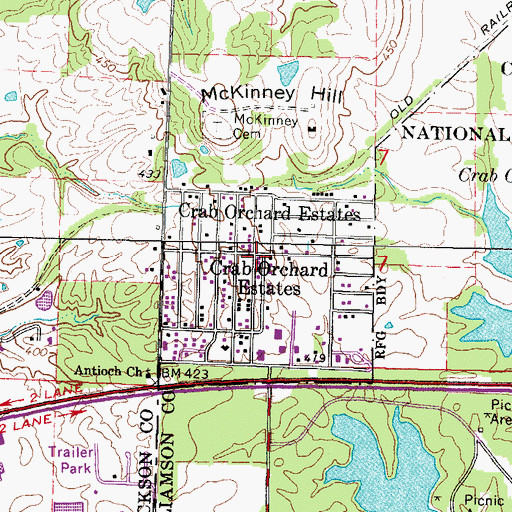 Topographic Map of Crab Orchard Estates, IL